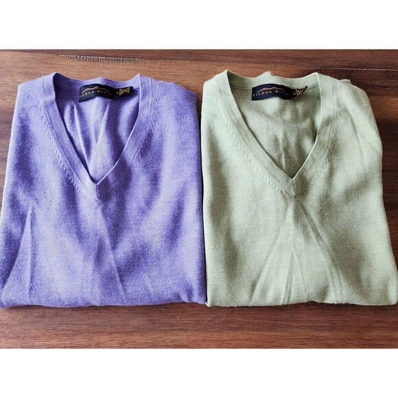 Eildon Hills Mens 100% Extra Fine Merino Wool Sweater Vests Sz XL Purple & Green - Picture 2 of 16